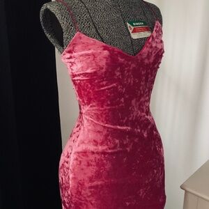 Dark hot pink velvet dress